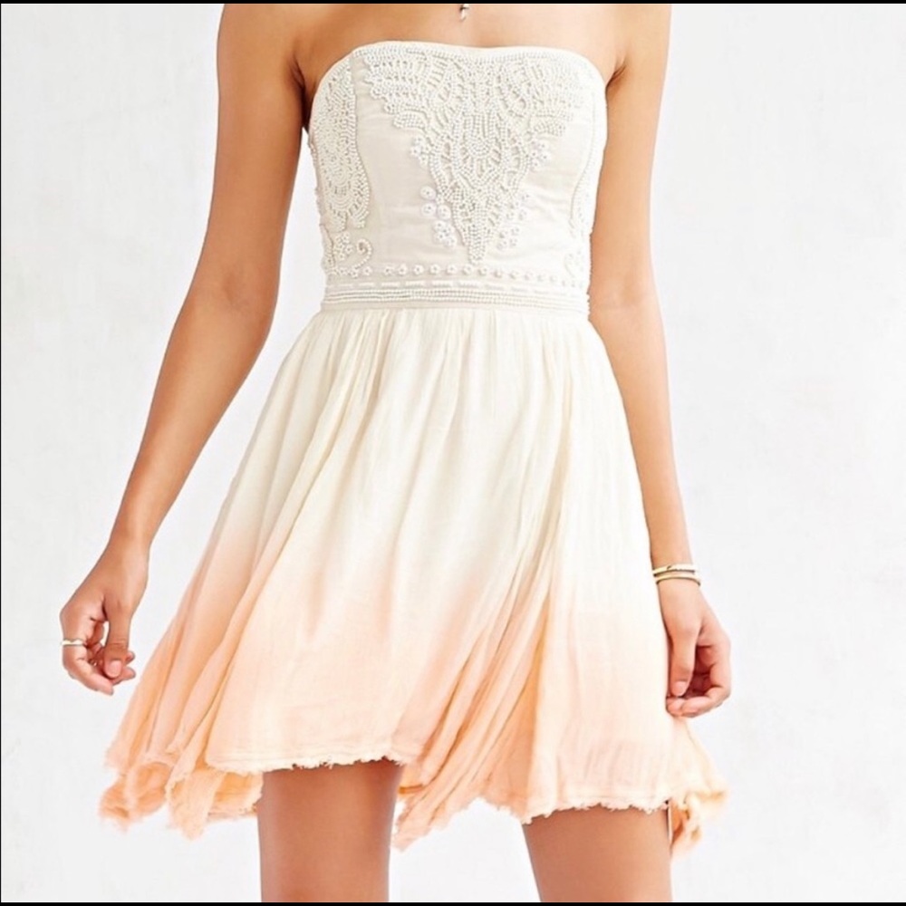 Ecote Sunset ombré Dip Strapless Dress UO